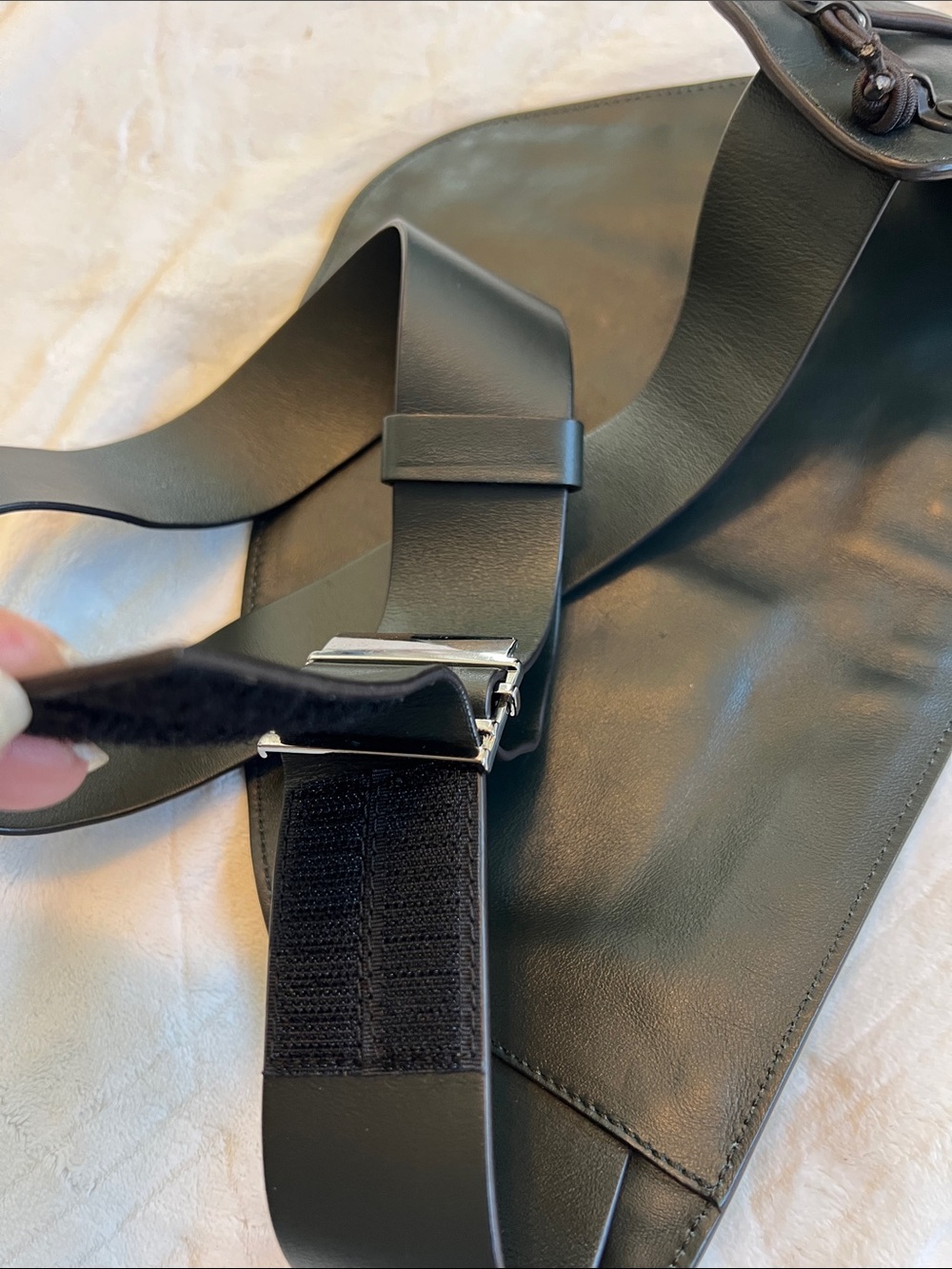 Z Zegna Black luxury leather Men's adjustable Belt Bag with Multi-Zip Front - Picture 9 of 16